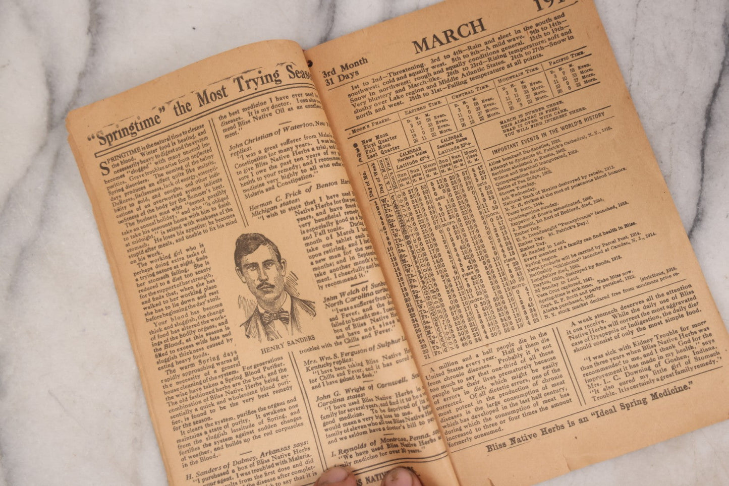 Lot 085 - Grouping Of Four Antique Ephemera Items Including "The Lockwood Art School" Newsletter, Kalamazoo, Michigan, A Bookseller's Breviary Booklet, Cream Of Wheat Advertisement, And "Bliss Native Herbs" 1916 Almanac