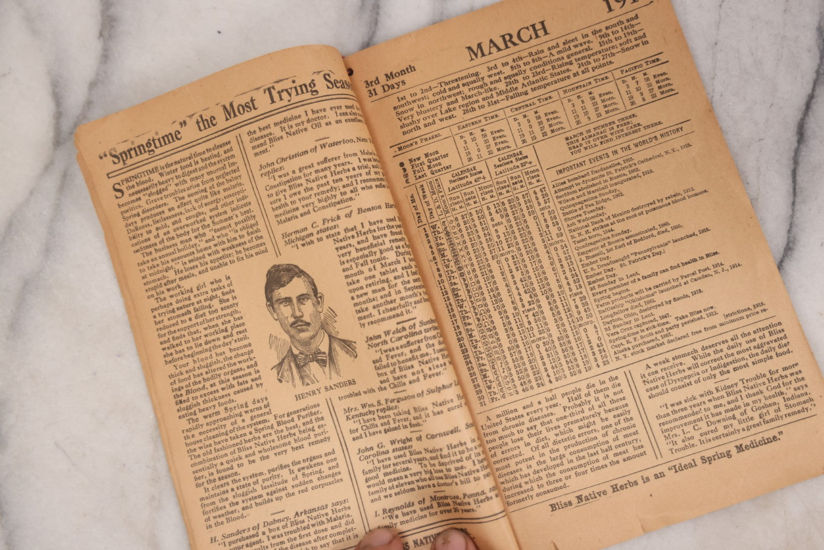 Lot 085 - Grouping Of Four Antique Ephemera Items Including "The Lockwood Art School" Newsletter, Kalamazoo, Michigan, A Bookseller's Breviary Booklet, Cream Of Wheat Advertisement, And "Bliss Native Herbs" 1916 Almanac