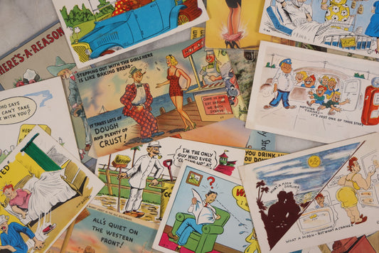 Lot 091 - Grouping Of Twenty Vintage Comic Illustrated Postcards