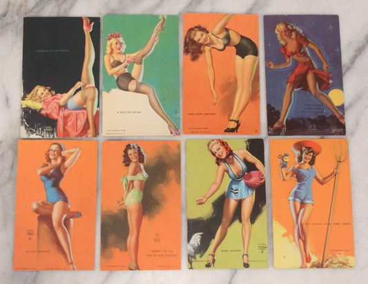 Lot 092 - Group Of Eight Vintage Pin-Up Arcade Cards, "A Mutoscope Card," Printed In U.S.A.