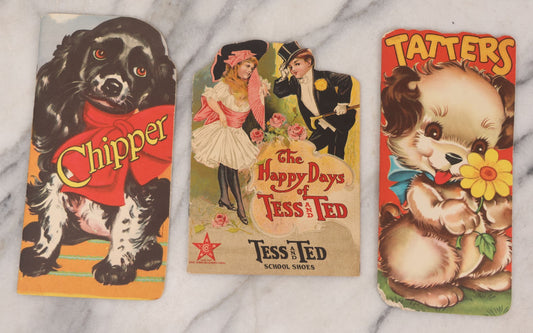 Lot 136 - Grouping Of Three Vintage Die Cut Children's Booklets Including "Tatters" And "Chipper," With Dogs On Cover, Published By Whitman Publishing Co., 1949, And "The Happy Days Of Tess And Ted," Shoe Store Advertising