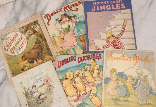 Lot 138 - Grouping Of Six Antique Children's Booklets Including "Country Sunshine" Illustrated By Walter R. Bothams, "The Chicken's Garden Party," Published By Dean & Son, London, "Dolly Mites," Published By Donohue & Co., Chicago, 1910, And Others