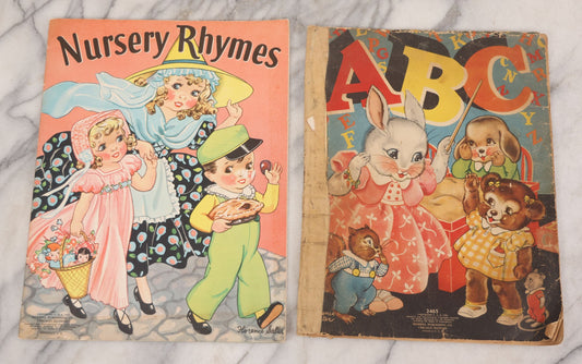 Lot 142 - Pair Of Vintage Children's Booklets Including "Nursery Rhymes" And "A.B.C.," Both Published By Merrill Publishing Co., Chicago, Illinois, 1939, Illustrated By Florence Salter