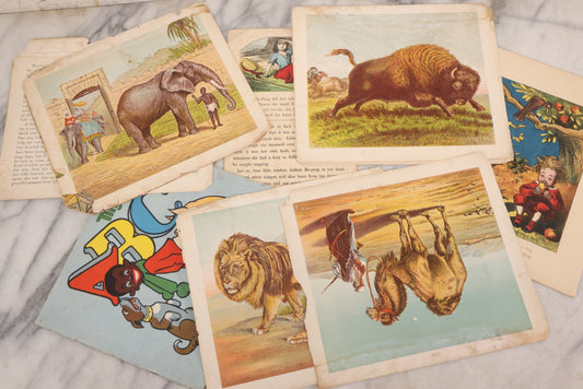 Lot 148 - Grouping Of Miscellaneous Antique And Vintage Children's Ephemera Including Partial "Wild Animals" Lithograph Book, "Tiny Tots A.B.C." Book, And Partial Hand-Colored "Little Bo Peep" Book