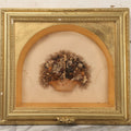 Lot 002 - Antique Seawood Flower Shadow Box With Seaweed Fashioned Into Flower Basket, In Gilded Frame, Circa 1900, 14-1/8" x 12-3/4"