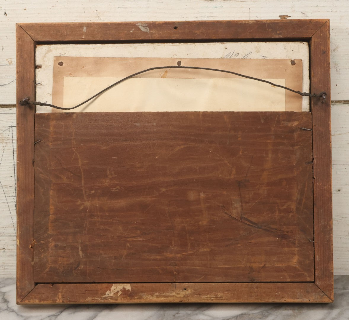 Lot 002 - Antique Seawood Flower Shadow Box With Seaweed Fashioned Into Flower Basket, In Gilded Frame, Circa 1900, 14-1/8" x 12-3/4"