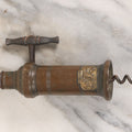Lot 004 - Antique Side Crank Corkscrew Wine Bottle Opener With Bone Handle, Bottle Brush, And Side Lifter With Rack And Pinion, Brass Manufacturer Tag From Dowler, Circa Mid 19th Century