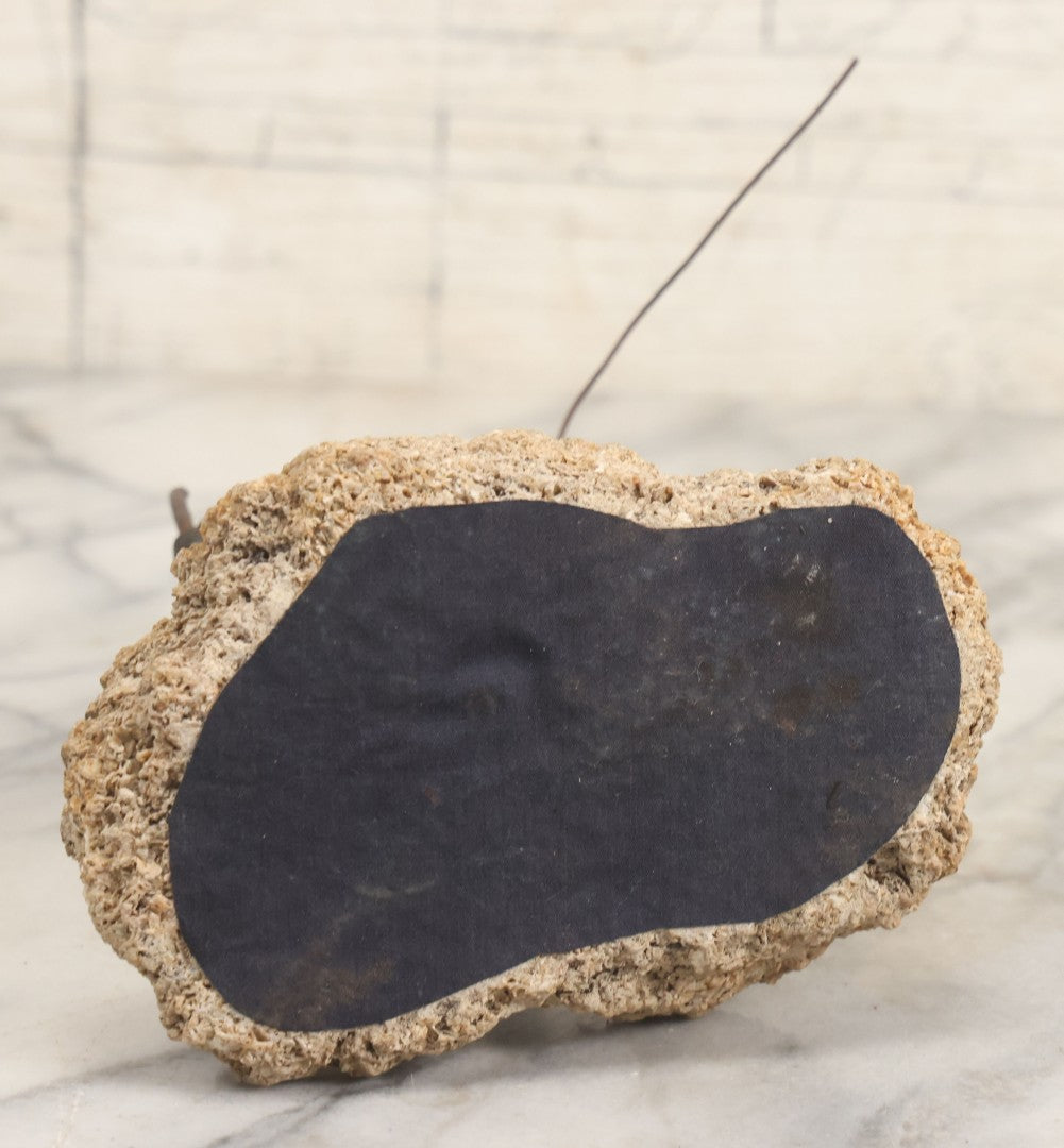 Lot 005 - Antique Bronze Figural Sculpture Of Young Fishing Boy With Walking Stick, Mounted On Natural Stone Base, Circa Late 19th Century, 8-1/2" H