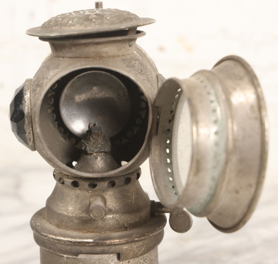 Lot 008 - Antique Solar Brand Bicycle Lamp By The Badger Brass Mfg. Co., Kenosha, Wisconsin, With Original Green And Red Gem Lenses, Circa Early 20th Century, 6-7/8" H