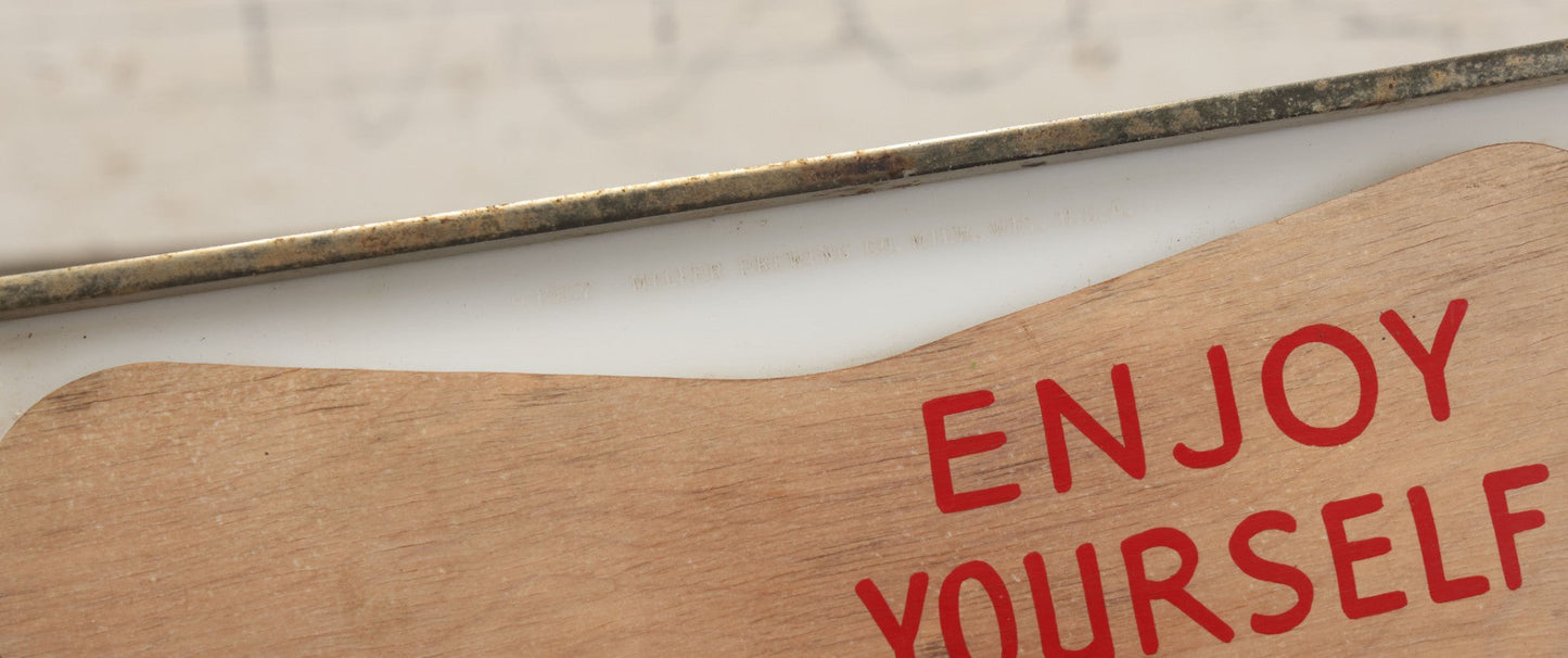 Lot 012 - Vintage 1957 Miller Brewing Co. Light Up Bar Back Advertising Clock With Fluorescent Lamp, "Enjoy Yourself, It's Later Than You Think," Missing Miller Badge