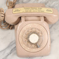 Lot 015 - Vintage Pink Rotary Telephone With Parker Funeral Home Label Advertising Oxygen Equipped Ambulances, Glow In The Dark Label With Numbers For Lodi, Spencer, Police And Fire, Untested