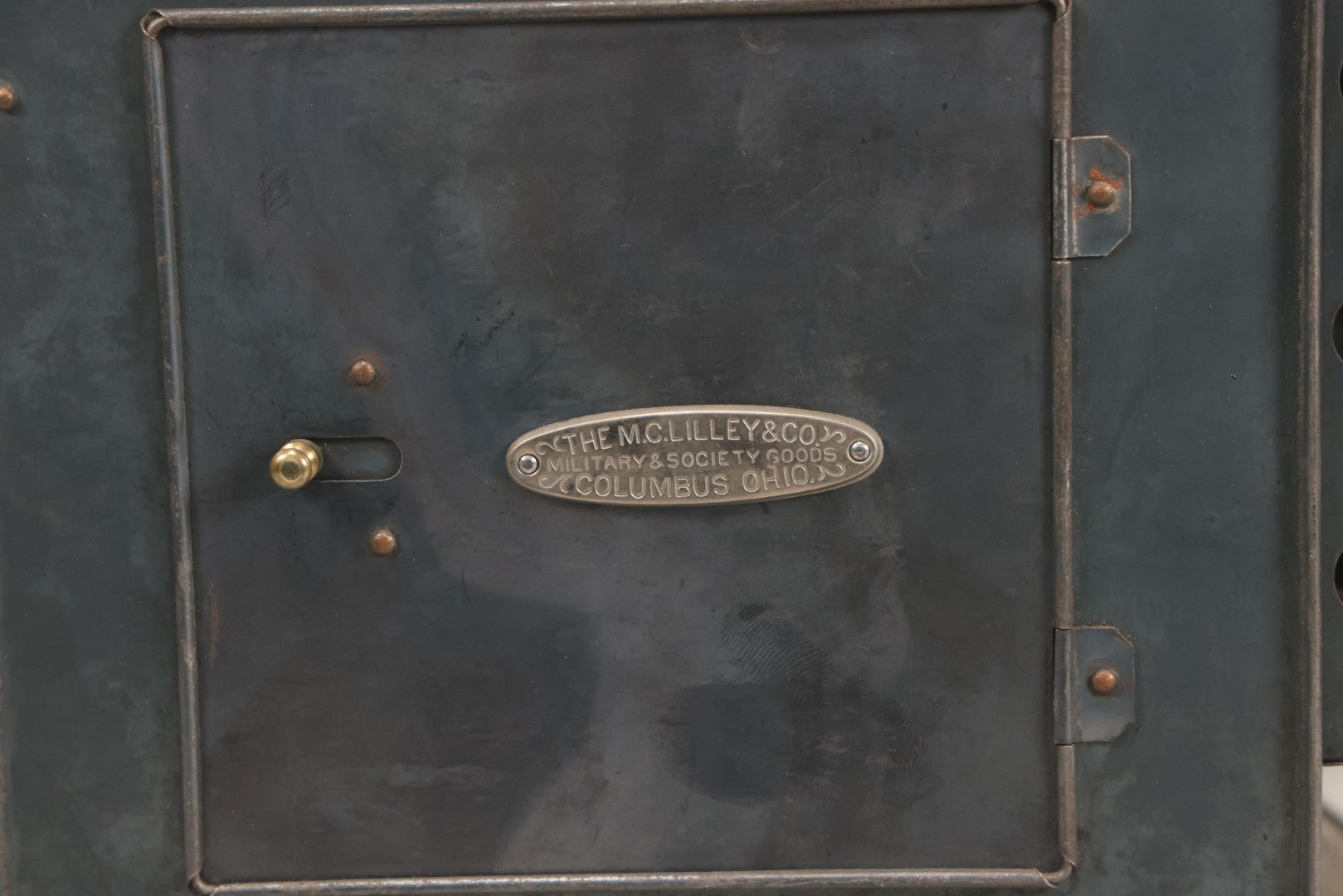 Lot 016 - Antique Magic Lantern Slide Projector With Badge From The M.C. Lilley & Co., Military And Society Goods, Columbus, Ohio, Working Condition, Rewired With Grounded Plug