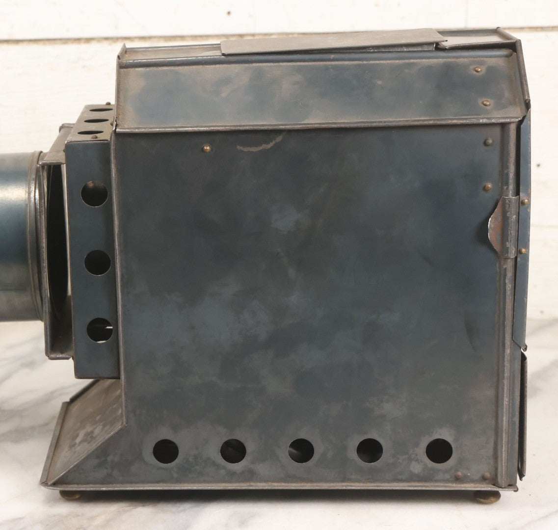 Lot 016 - Antique Magic Lantern Slide Projector With Badge From The M.C. Lilley & Co., Military And Society Goods, Columbus, Ohio, Working Condition, Rewired With Grounded Plug