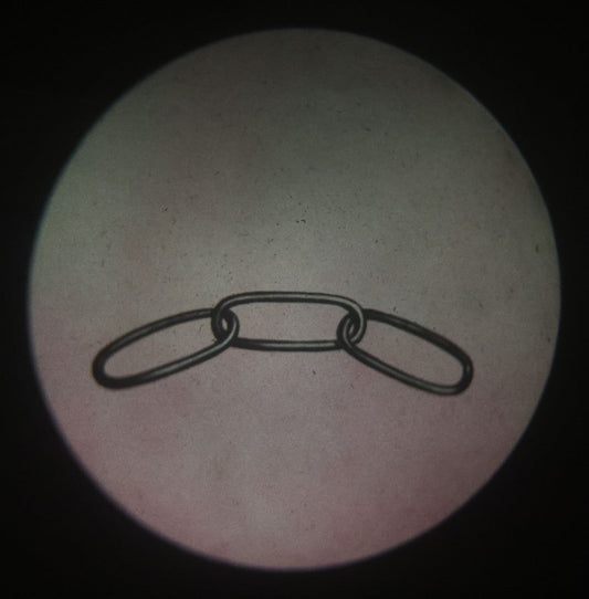 Lot 018 - Antique Hand Colored Odd Fellows I.O.O.F. Magic Lantern Glass Slide With Wood Holder, No. 2 Three Links, Manufactured By The Henderson-Ames Co., Kalamazoo, Michigan