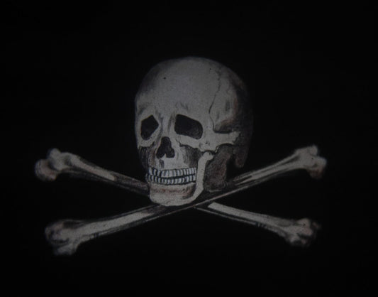 Lot 019 - Antique Hand Colored Odd Fellows I.O.O.F. Magic Lantern Glass Slide With Wood Holder, No. 3 Skull And Cross-Bones, Manufactured By The Henderson-Ames Co., Kalamazoo, Michigan