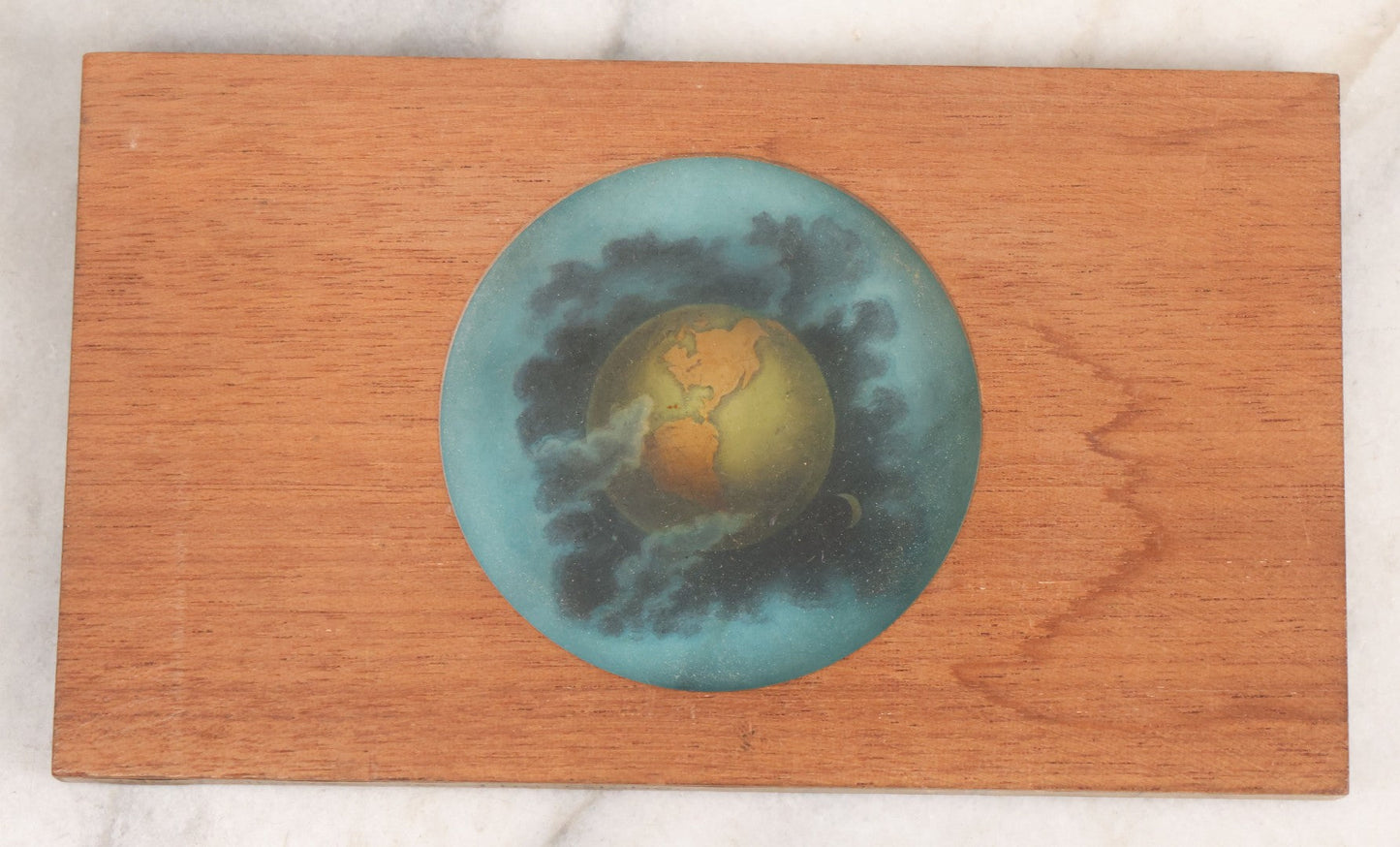 Lot 026 - Antique Hand Colored Odd Fellows I.O.O.F. Magic Lantern Glass Slide With Wood Holder, No. 10 The Globe, Manufactured By The Henderson-Ames Co., Kalamazoo, Michigan