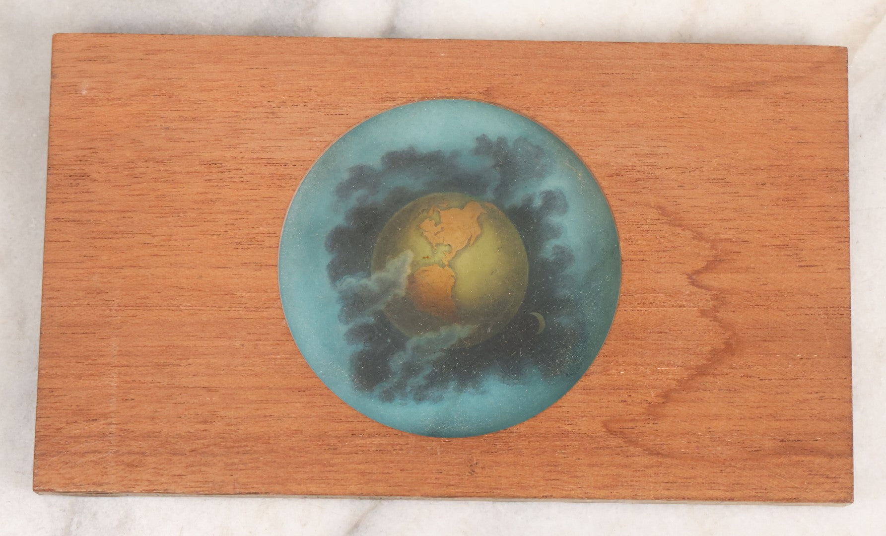 Lot 026 - Antique Hand Colored Odd Fellows I.O.O.F. Magic Lantern Glass Slide With Wood Holder, No. 10 The Globe, Manufactured By The Henderson-Ames Co., Kalamazoo, Michigan
