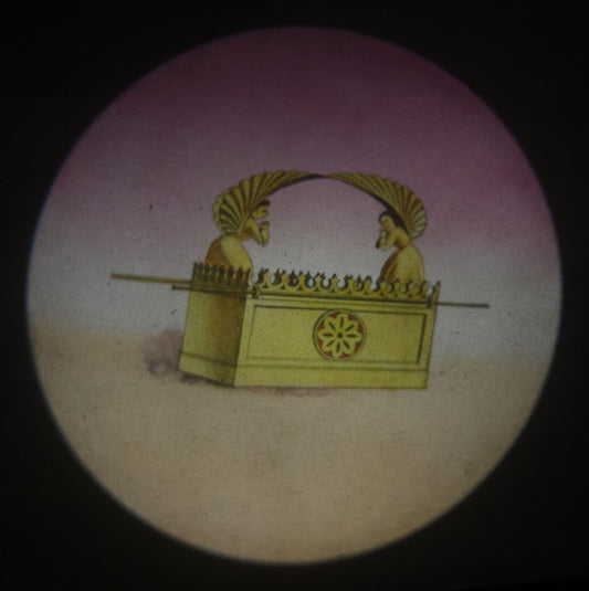 Lot 027 - Antique Hand Colored Odd Fellows I.O.O.F. Magic Lantern Glass Slide With Wood Holder, No. 11 The Ark, Manufactured By The Henderson-Ames Co., Kalamazoo, Michigan
