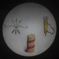 Lot 034 - Antique Hand Colored Odd Fellows I.O.O.F. Magic Lantern Glass Slide With Wood Holder, First Degree, Depicting The Bow And Arrow, Quiver, And Bundle Of Sticks, Manufactured By The Henderson-Ames Co., Kalamazoo, Michigan
