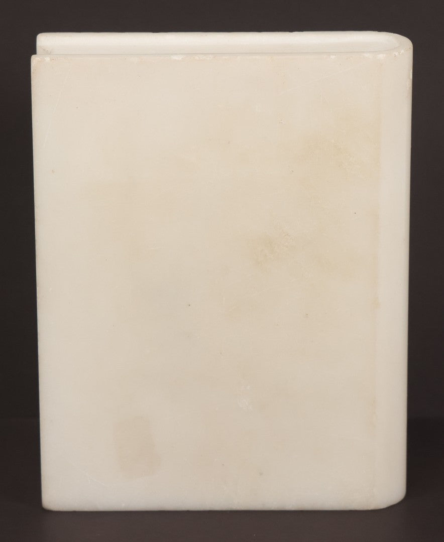 Lot 040 - Antique Carved Marble Book-Form Bible With Cross Motif, Funerary Or Devotional Token, Likely Gravestone Carver's Sample Or Memorial Keepsake, Circa Late 19th To Early 20th Century