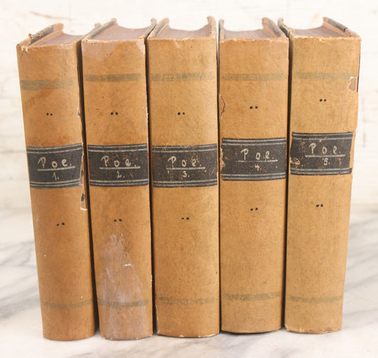 Lot 042 - Antique Set Of Five Edgar Allan Poe Works In German, “Edgar Allan Poe's Werke,” Published By J.C.C. Bruns' Verlag, Minden, Circa Early 20th Century