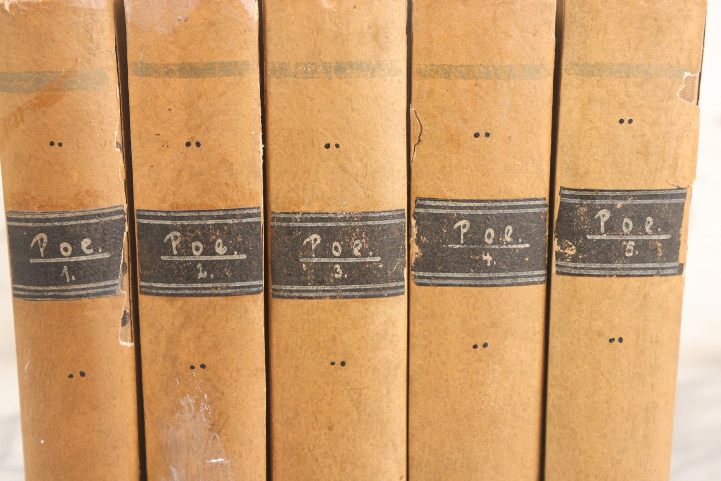 Lot 042 - Antique Set Of Five Edgar Allan Poe Works In German, “Edgar Allan Poe's Werke,” Published By J.C.C. Bruns' Verlag, Minden, Circa Early 20th Century
