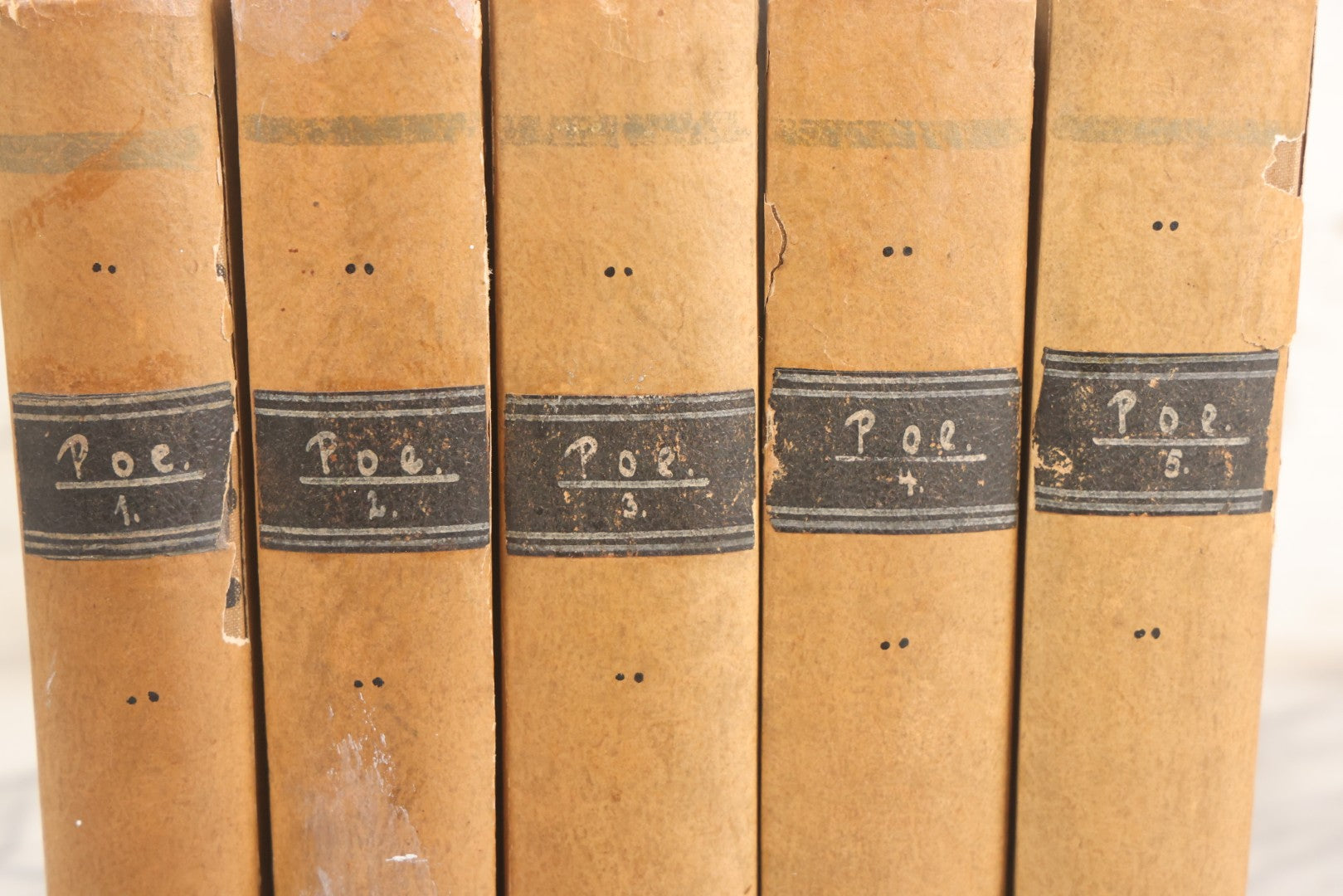 Lot 042 - Antique Set Of Five Edgar Allan Poe Works In German, “Edgar Allan Poe's Werke,” Published By J.C.C. Bruns' Verlag, Minden, Circa Early 20th Century