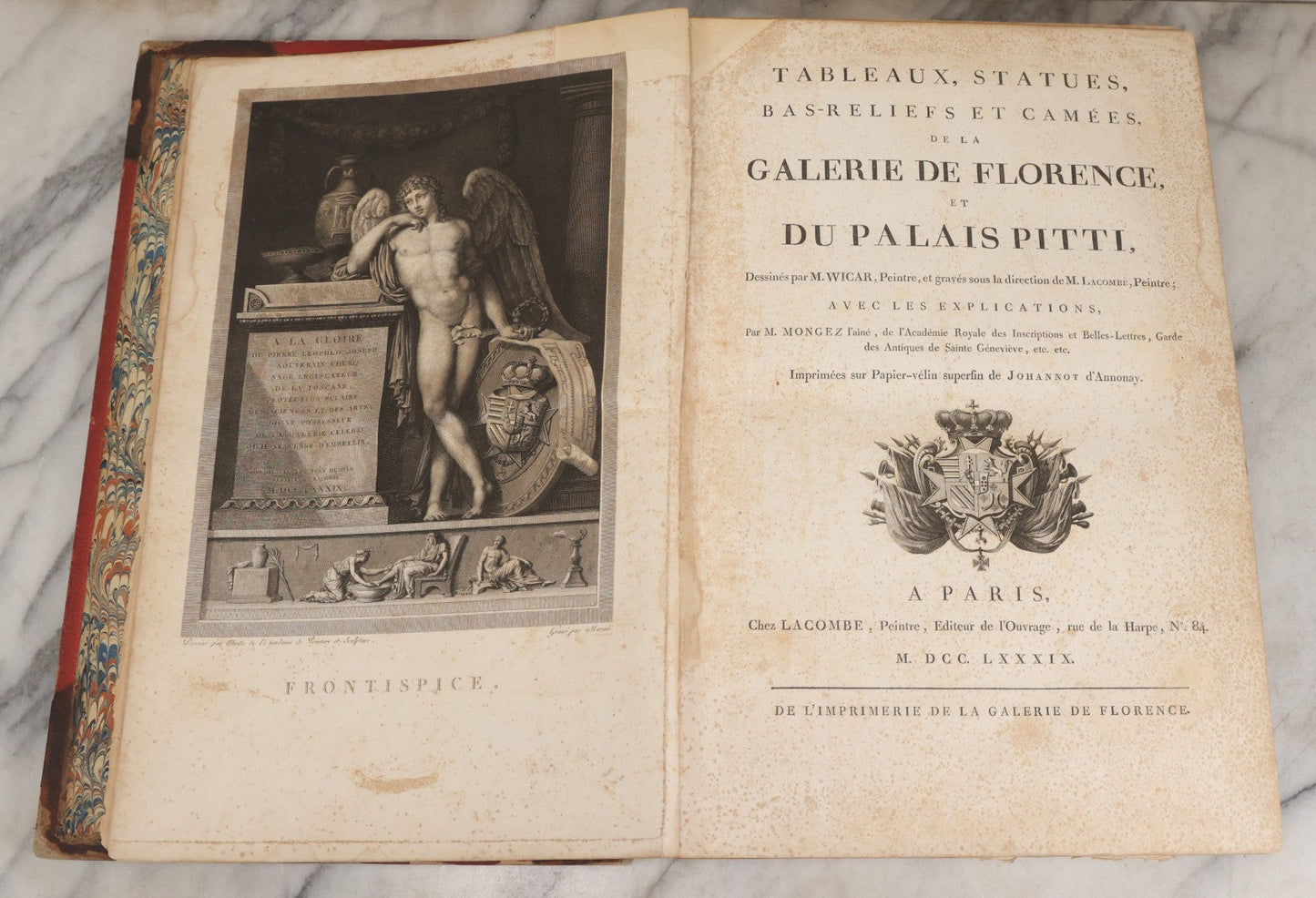 Lot 043 - Antique Oversized Art Book “Tableaux, Statues, Bas-Reliefs Et Camées De La Galerie De Florence Et Du Palais Pitti” (Paintings, Statues, Bas-Reliefs And Cameos From The Gallery Of Florence And The Pitti Palace), Published By Lacombe, Paris, 1789
