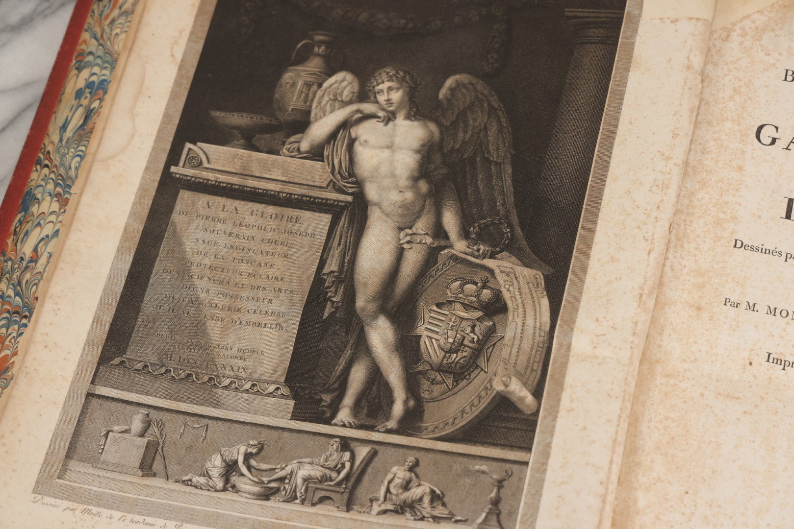 Lot 043 - Antique Oversized Art Book “Tableaux, Statues, Bas-Reliefs Et Camées De La Galerie De Florence Et Du Palais Pitti” (Paintings, Statues, Bas-Reliefs And Cameos From The Gallery Of Florence And The Pitti Palace), Published By Lacombe, Paris, 1789