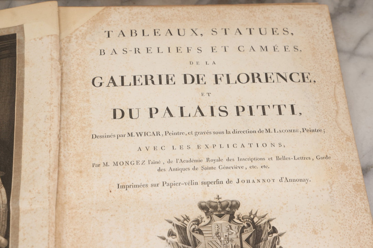 Lot 043 - Antique Oversized Art Book “Tableaux, Statues, Bas-Reliefs Et Camées De La Galerie De Florence Et Du Palais Pitti” (Paintings, Statues, Bas-Reliefs And Cameos From The Gallery Of Florence And The Pitti Palace), Published By Lacombe, Paris, 1789