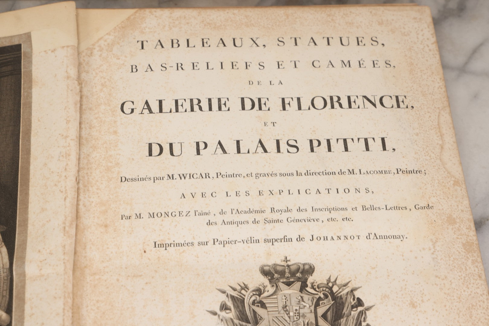 Lot 043 - Antique Oversized Art Book “Tableaux, Statues, Bas-Reliefs Et Camées De La Galerie De Florence Et Du Palais Pitti” (Paintings, Statues, Bas-Reliefs And Cameos From The Gallery Of Florence And The Pitti Palace), Published By Lacombe, Paris, 1789
