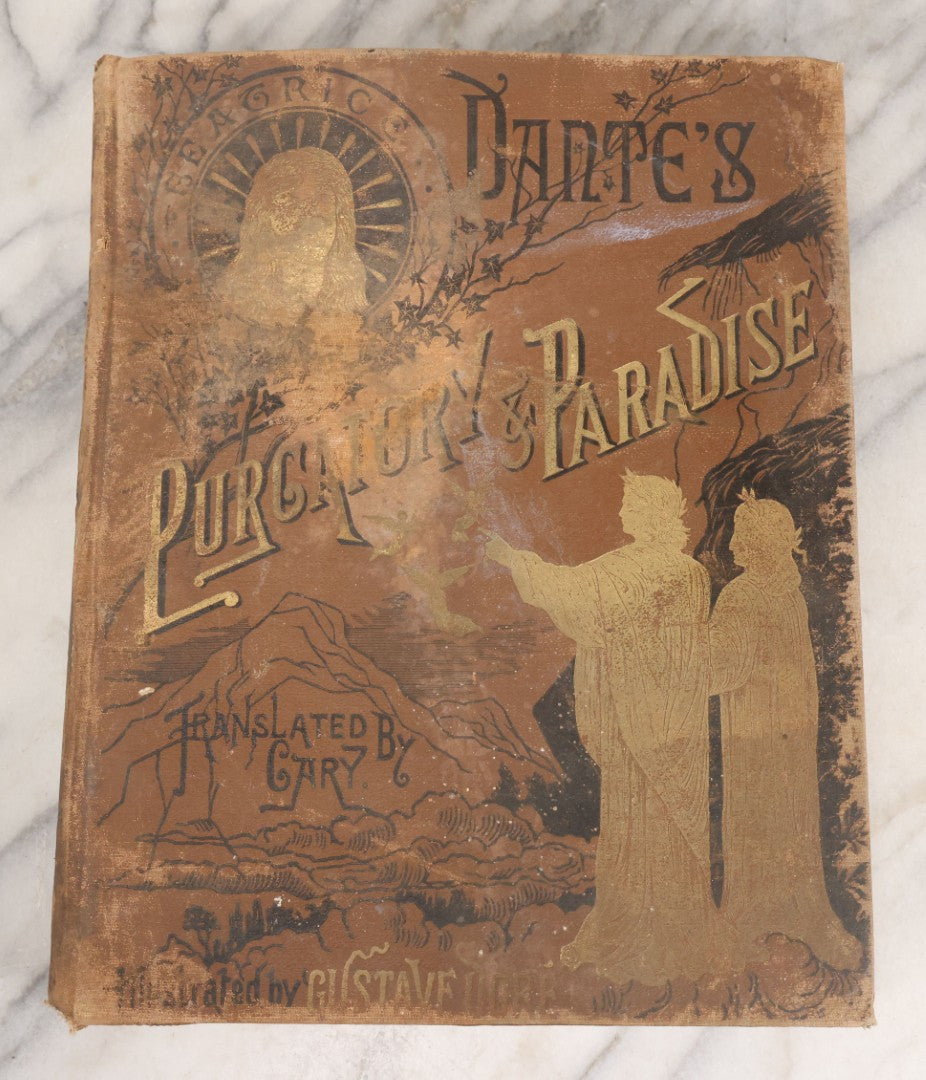 Lot 044 - “Purgatory And Paradise” Antique Book By Dante Alighieri, Translated By Rev. Henry Francis Cary, Illustrated By Gustave Doré, Published By Cassell & Company, New York, Circa Late 19th Century, Note Craft Grade With Extensive Water Damage