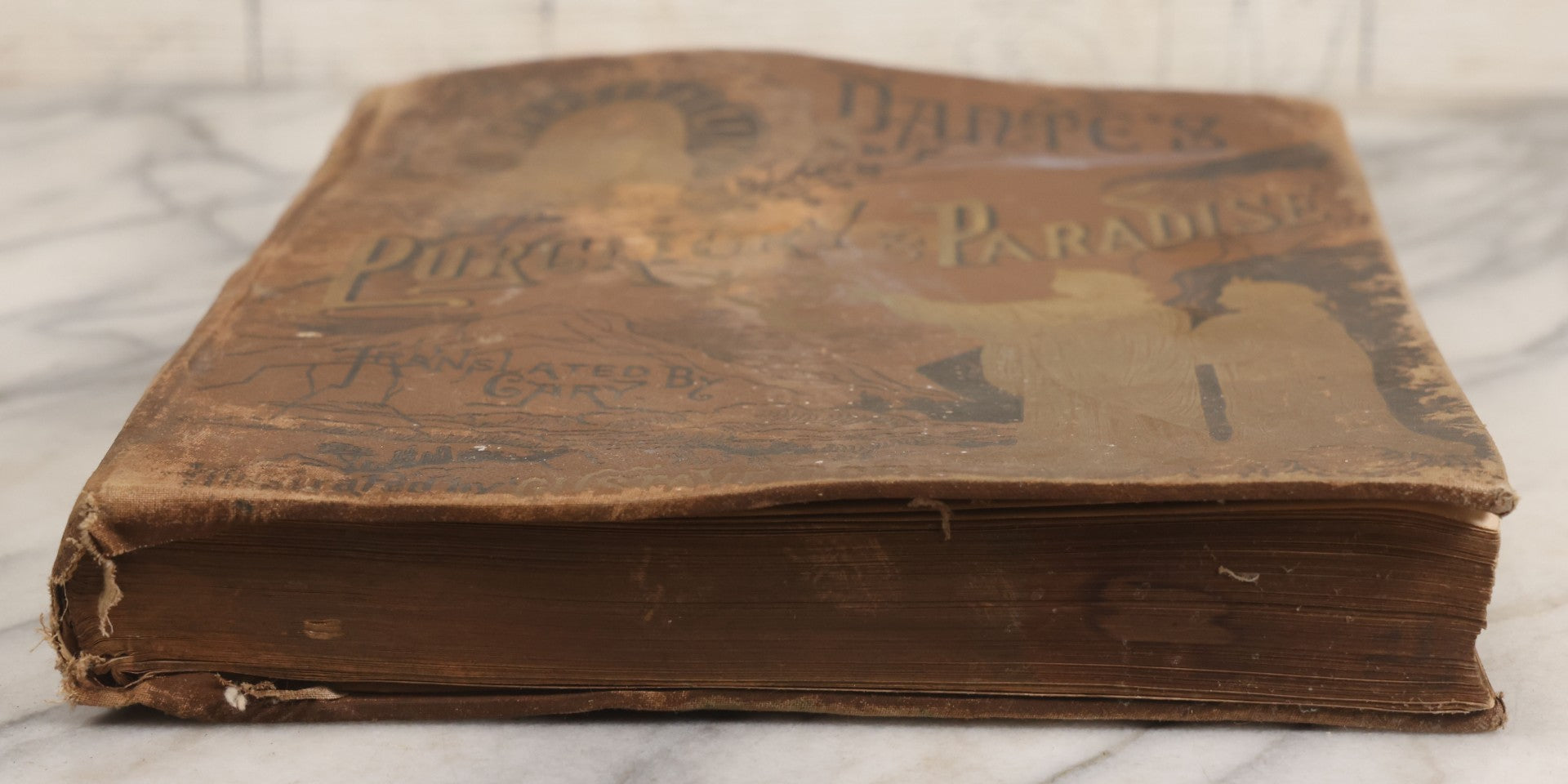 Lot 044 - “Purgatory And Paradise” Antique Book By Dante Alighieri, Translated By Rev. Henry Francis Cary, Illustrated By Gustave Doré, Published By Cassell & Company, New York, Circa Late 19th Century, Note Craft Grade With Extensive Water Damage