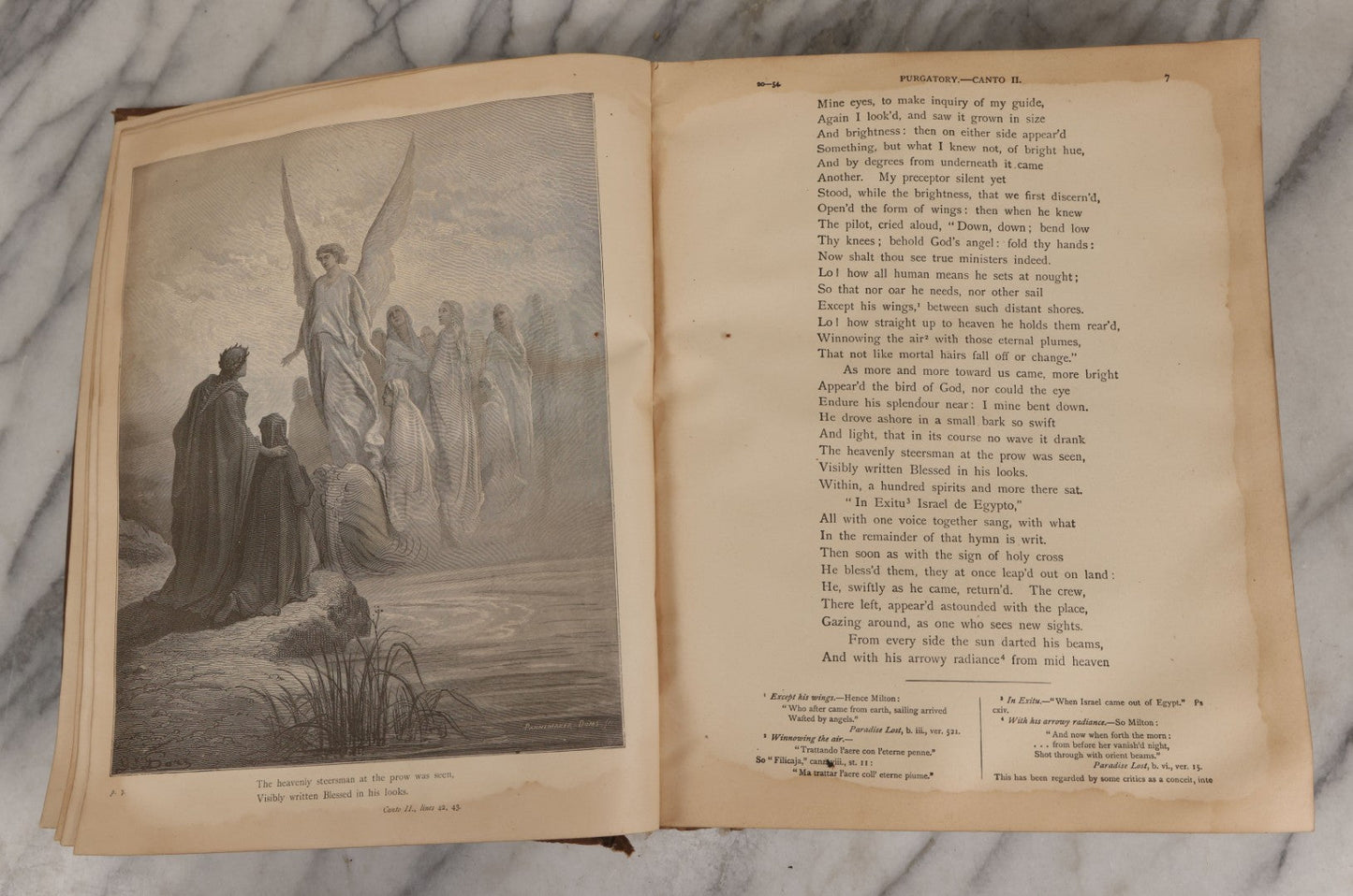 Lot 044 - “Purgatory And Paradise” Antique Book By Dante Alighieri, Translated By Rev. Henry Francis Cary, Illustrated By Gustave Doré, Published By Cassell & Company, New York, Circa Late 19th Century, Note Craft Grade With Extensive Water Damage