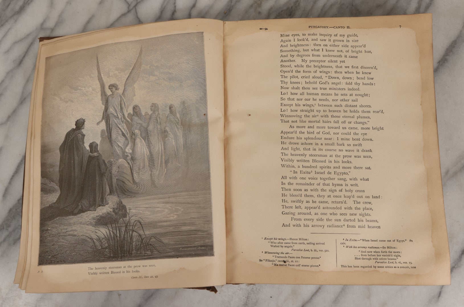 Lot 044 - “Purgatory And Paradise” Antique Book By Dante Alighieri, Translated By Rev. Henry Francis Cary, Illustrated By Gustave Doré, Published By Cassell & Company, New York, Circa Late 19th Century, Note Craft Grade With Extensive Water Damage