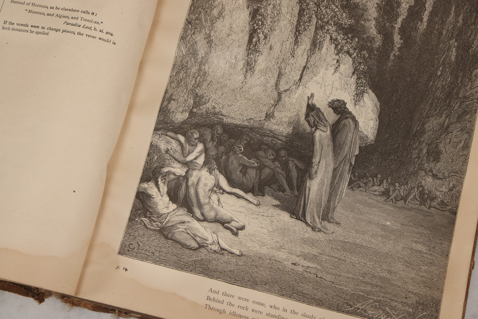 Lot 044 - “Purgatory And Paradise” Antique Book By Dante Alighieri, Translated By Rev. Henry Francis Cary, Illustrated By Gustave Doré, Published By Cassell & Company, New York, Circa Late 19th Century, Note Craft Grade With Extensive Water Damage