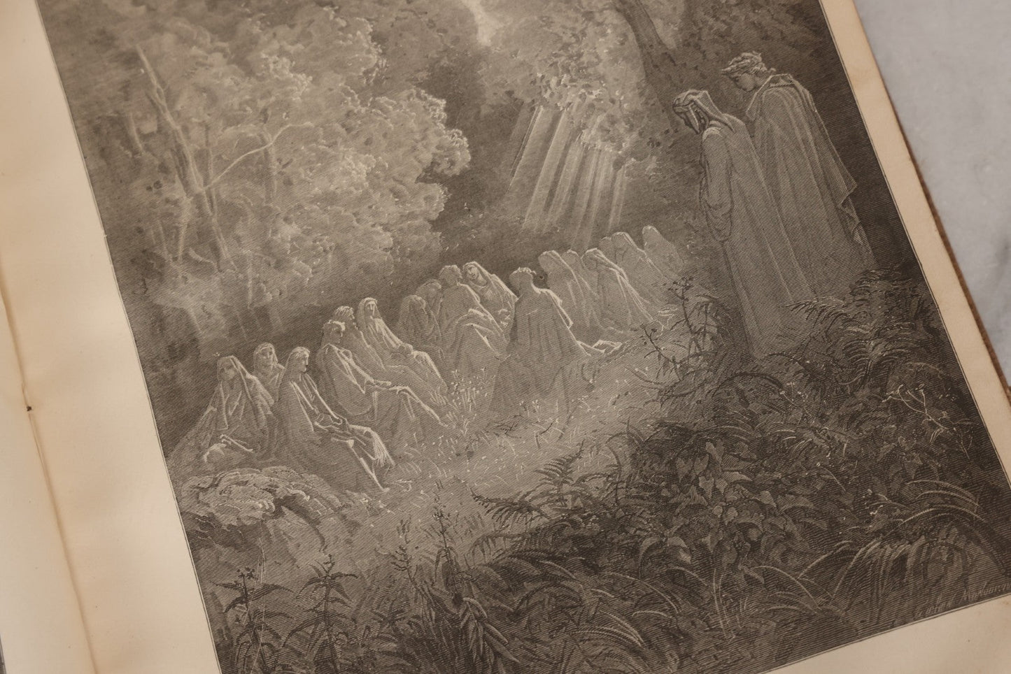 Lot 044 - “Purgatory And Paradise” Antique Book By Dante Alighieri, Translated By Rev. Henry Francis Cary, Illustrated By Gustave Doré, Published By Cassell & Company, New York, Circa Late 19th Century, Note Craft Grade With Extensive Water Damage