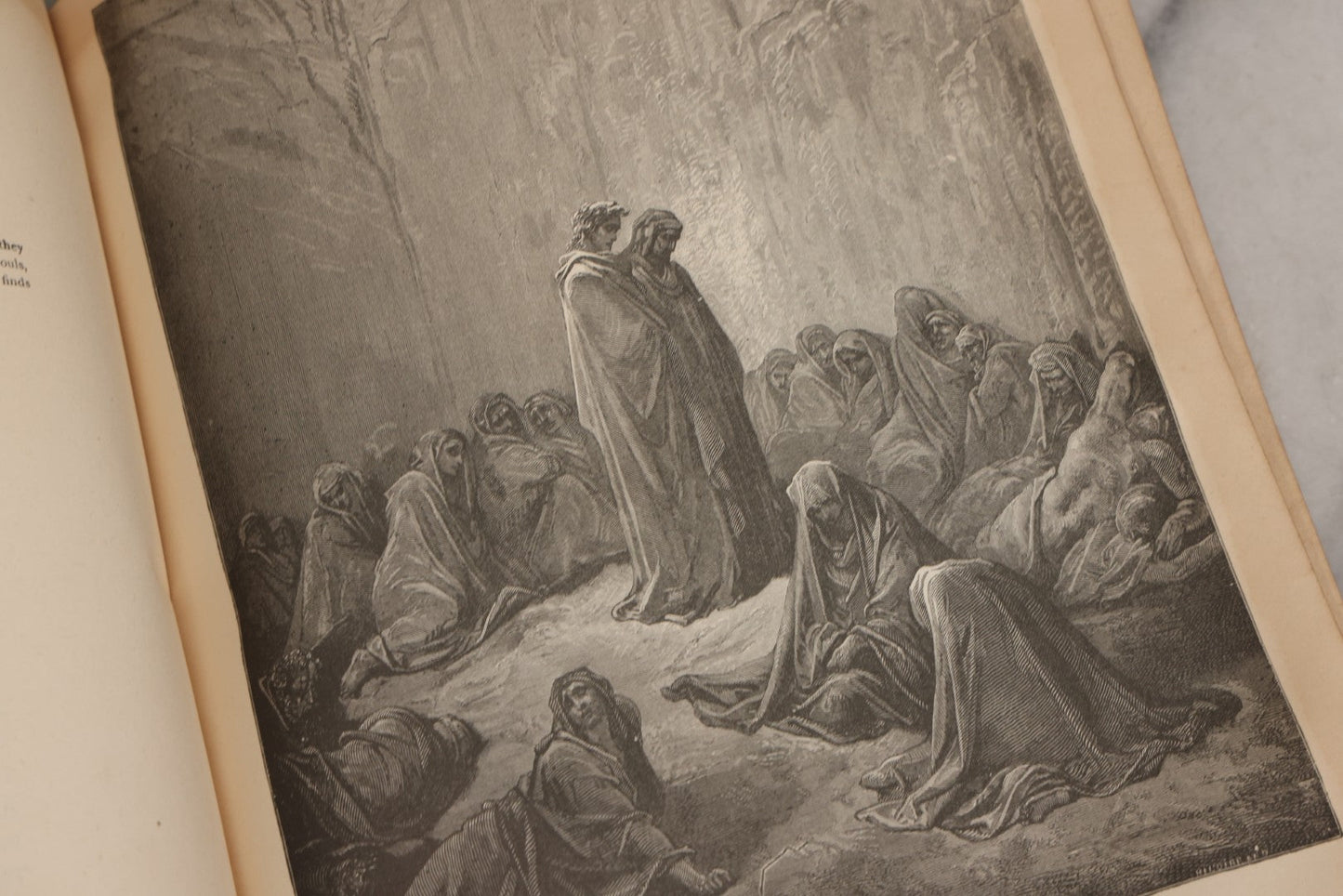 Lot 044 - “Purgatory And Paradise” Antique Book By Dante Alighieri, Translated By Rev. Henry Francis Cary, Illustrated By Gustave Doré, Published By Cassell & Company, New York, Circa Late 19th Century, Note Craft Grade With Extensive Water Damage