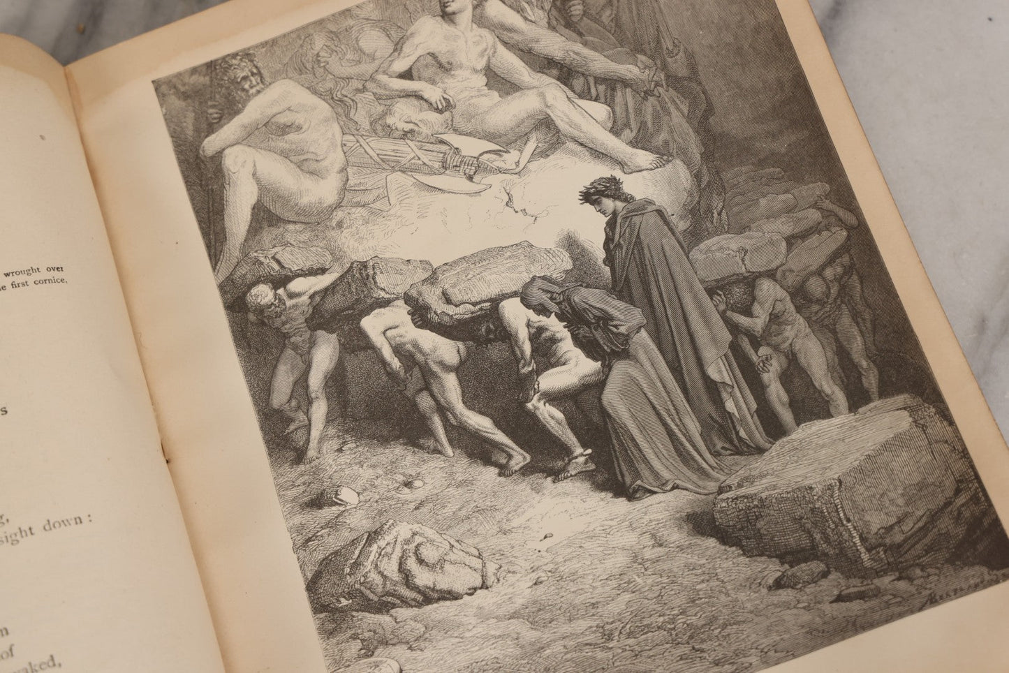 Lot 044 - “Purgatory And Paradise” Antique Book By Dante Alighieri, Translated By Rev. Henry Francis Cary, Illustrated By Gustave Doré, Published By Cassell & Company, New York, Circa Late 19th Century, Note Craft Grade With Extensive Water Damage