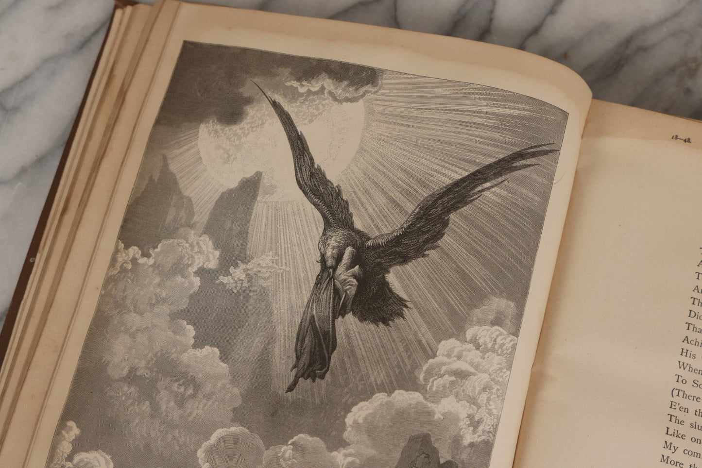 Lot 044 - “Purgatory And Paradise” Antique Book By Dante Alighieri, Translated By Rev. Henry Francis Cary, Illustrated By Gustave Doré, Published By Cassell & Company, New York, Circa Late 19th Century, Note Craft Grade With Extensive Water Damage