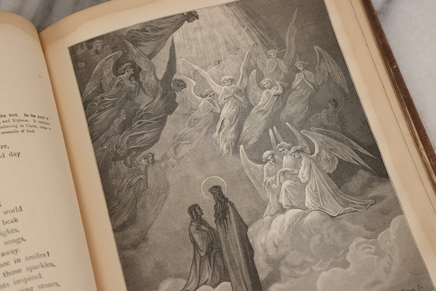 Lot 044 - “Purgatory And Paradise” Antique Book By Dante Alighieri, Translated By Rev. Henry Francis Cary, Illustrated By Gustave Doré, Published By Cassell & Company, New York, Circa Late 19th Century, Note Craft Grade With Extensive Water Damage