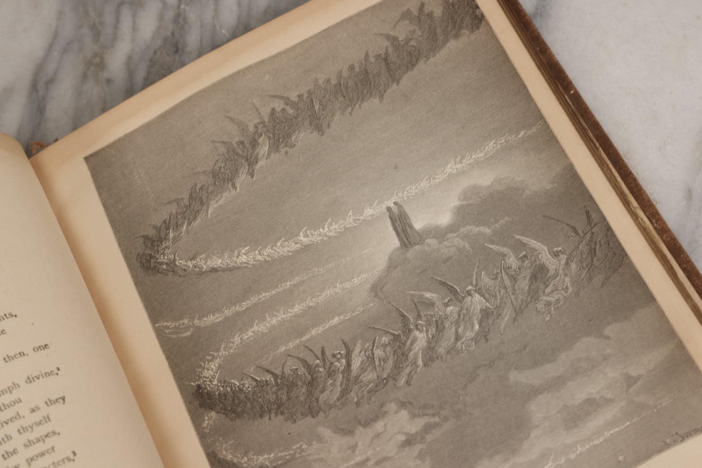 Lot 044 - “Purgatory And Paradise” Antique Book By Dante Alighieri, Translated By Rev. Henry Francis Cary, Illustrated By Gustave Doré, Published By Cassell & Company, New York, Circa Late 19th Century, Note Craft Grade With Extensive Water Damage
