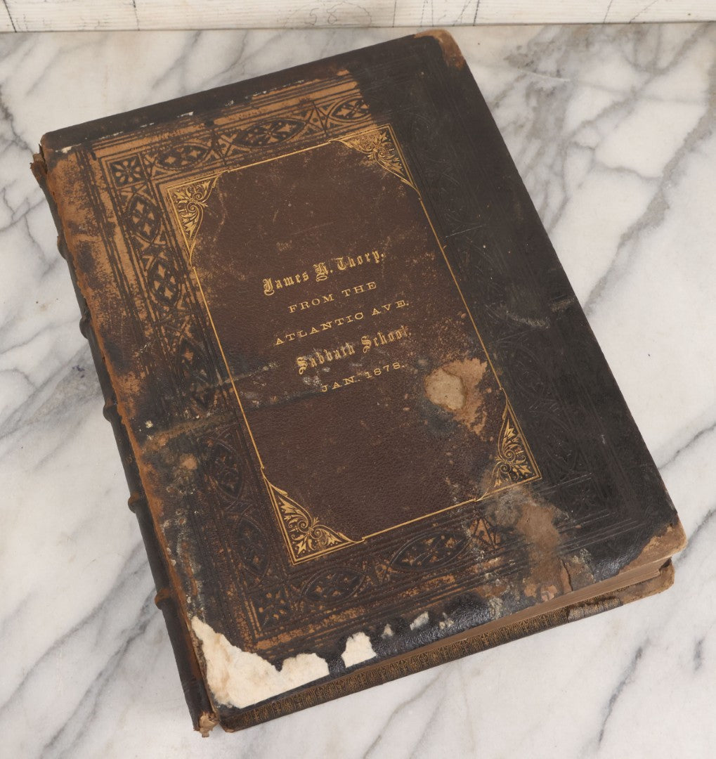 Lot 045 - “Paradise Lost” Antique Book By John Milton, Illustrated By Gustave Doré, Published By Cassell, Petter, And Galpin, Circa Late 19th C., Custom Bound For James H. Thorp, Atlantic Ave. Sabbath School, Jan. 1878, Note Covers Detached