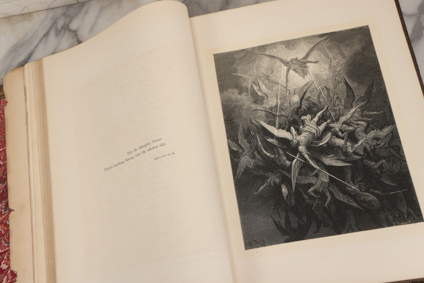 Lot 045 - “Paradise Lost” Antique Book By John Milton, Illustrated By Gustave Doré, Published By Cassell, Petter, And Galpin, Circa Late 19th C., Custom Bound For James H. Thorp, Atlantic Ave. Sabbath School, Jan. 1878, Note Covers Detached