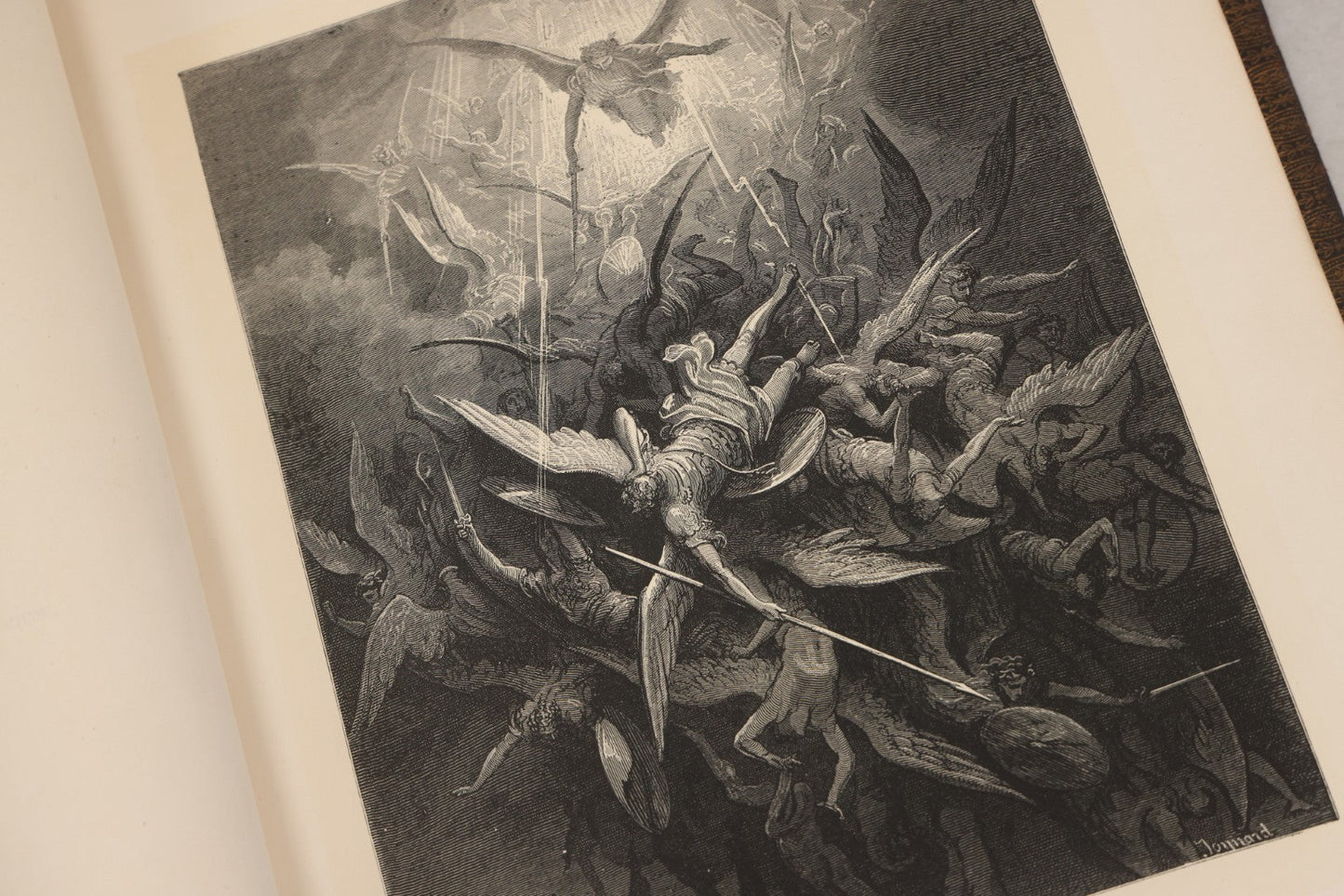 Lot 045 - “Paradise Lost” Antique Book By John Milton, Illustrated By Gustave Doré, Published By Cassell, Petter, And Galpin, Circa Late 19th C., Custom Bound For James H. Thorp, Atlantic Ave. Sabbath School, Jan. 1878, Note Covers Detached