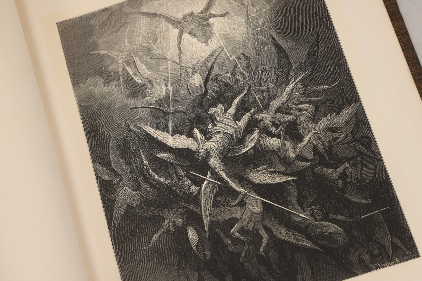 Lot 045 - “Paradise Lost” Antique Book By John Milton, Illustrated By Gustave Doré, Published By Cassell, Petter, And Galpin, Circa Late 19th C., Custom Bound For James H. Thorp, Atlantic Ave. Sabbath School, Jan. 1878, Note Covers Detached