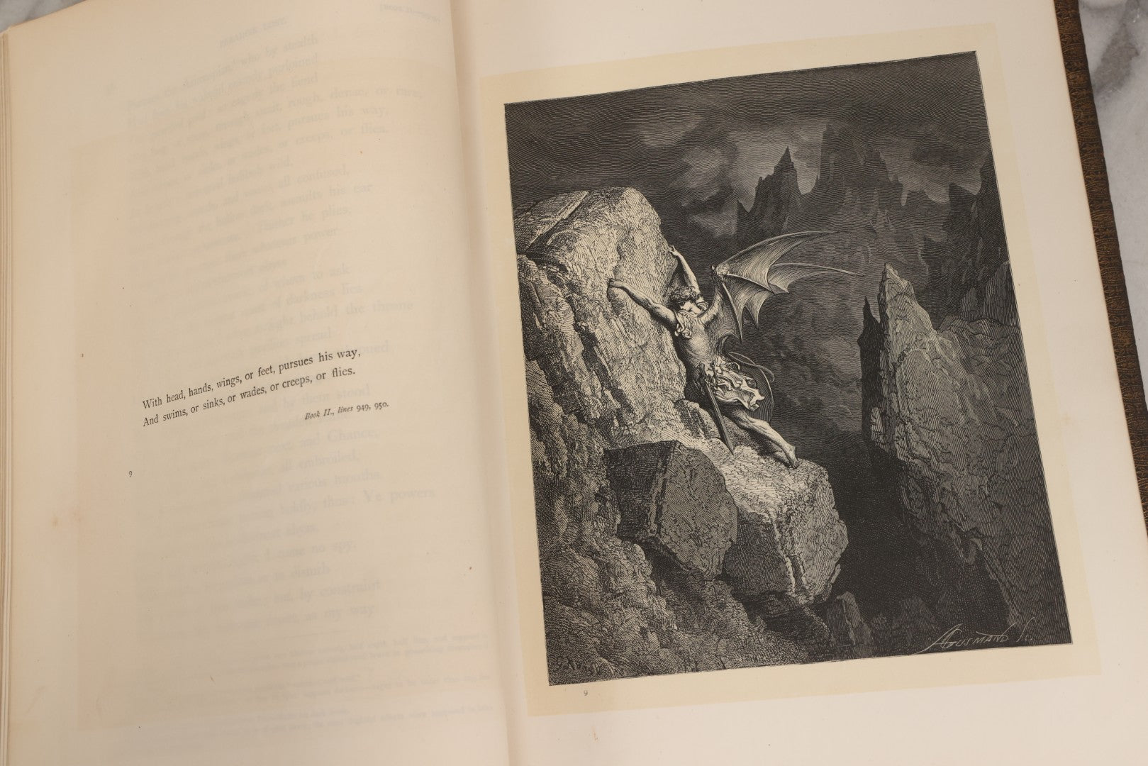 Lot 045 - “Paradise Lost” Antique Book By John Milton, Illustrated By Gustave Doré, Published By Cassell, Petter, And Galpin, Circa Late 19th C., Custom Bound For James H. Thorp, Atlantic Ave. Sabbath School, Jan. 1878, Note Covers Detached