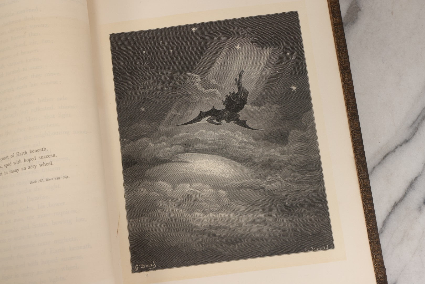 Lot 045 - “Paradise Lost” Antique Book By John Milton, Illustrated By Gustave Doré, Published By Cassell, Petter, And Galpin, Circa Late 19th C., Custom Bound For James H. Thorp, Atlantic Ave. Sabbath School, Jan. 1878, Note Covers Detached