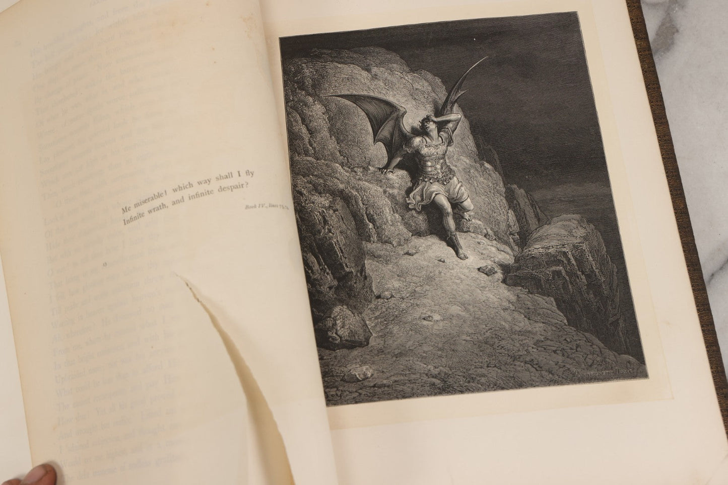 Lot 045 - “Paradise Lost” Antique Book By John Milton, Illustrated By Gustave Doré, Published By Cassell, Petter, And Galpin, Circa Late 19th C., Custom Bound For James H. Thorp, Atlantic Ave. Sabbath School, Jan. 1878, Note Covers Detached