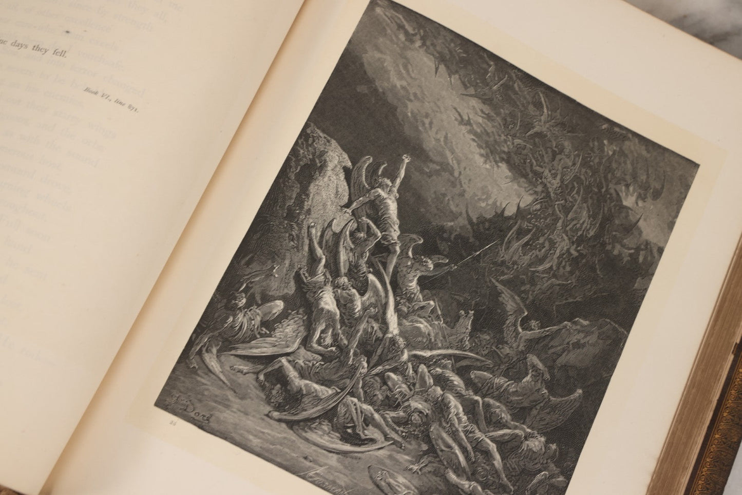 Lot 045 - “Paradise Lost” Antique Book By John Milton, Illustrated By Gustave Doré, Published By Cassell, Petter, And Galpin, Circa Late 19th C., Custom Bound For James H. Thorp, Atlantic Ave. Sabbath School, Jan. 1878, Note Covers Detached